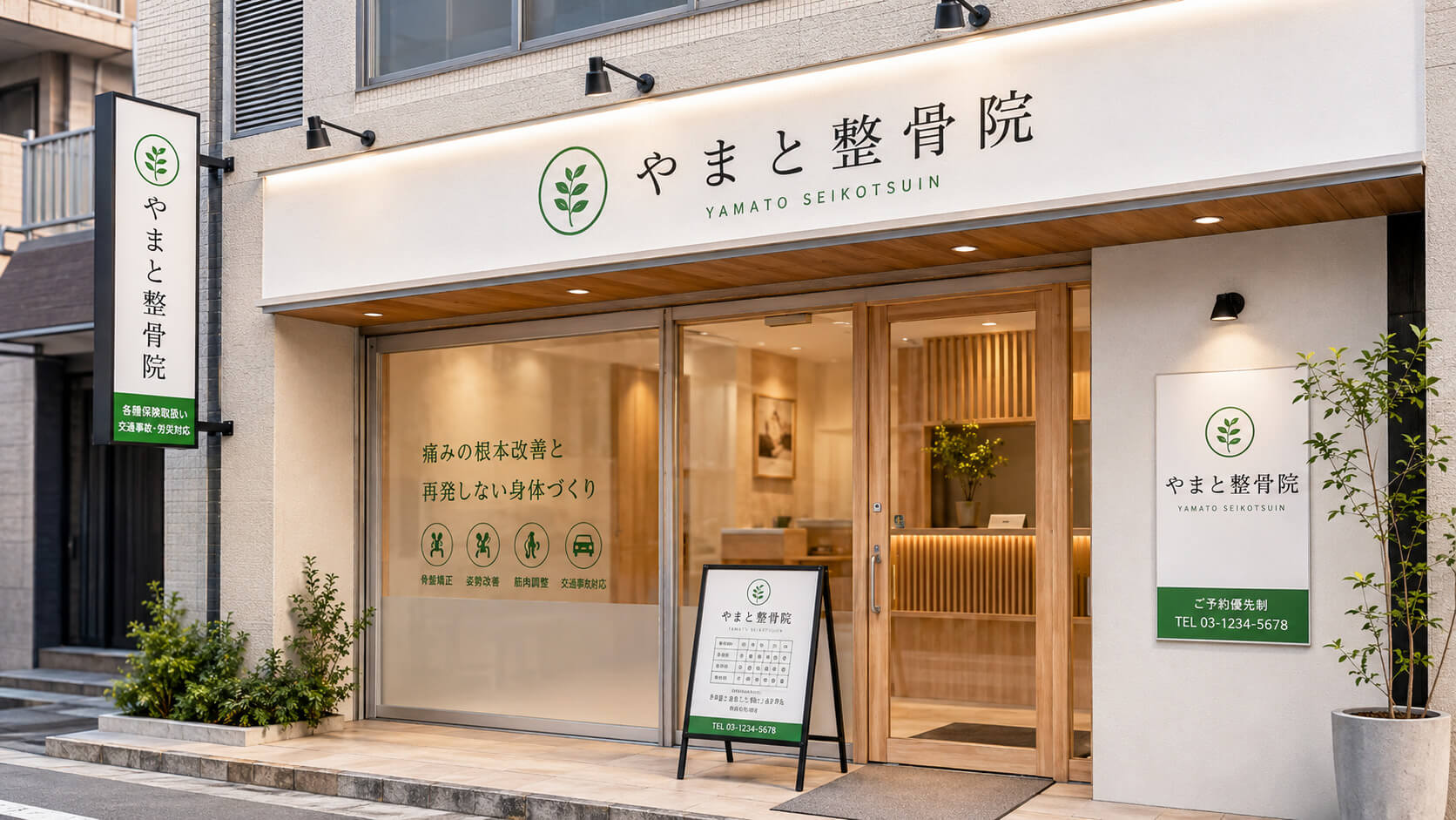 整体院のファサード看板デザイン例