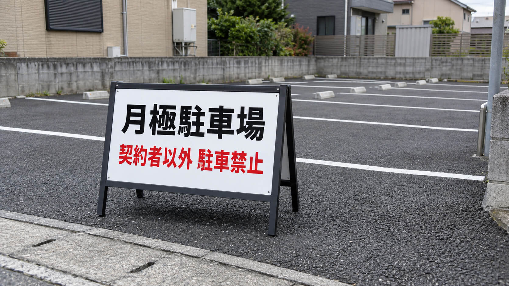 駐車場の入口に置かれた契約者以外駐車禁止と書かれたスタンド看板