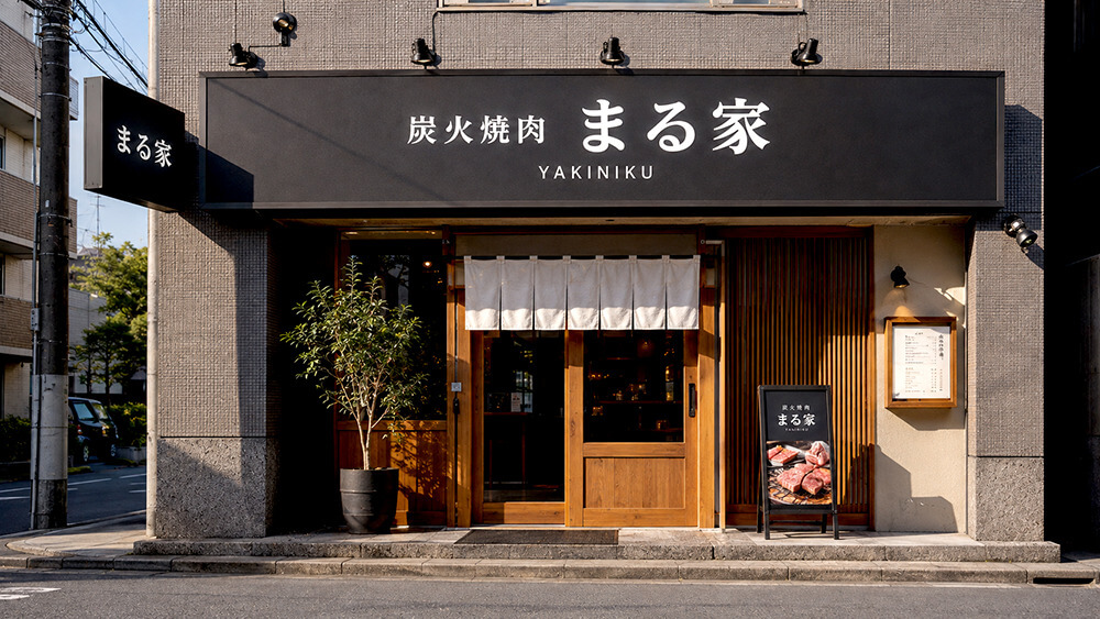 許可が不要な範囲で設置された店舗のファサード看板